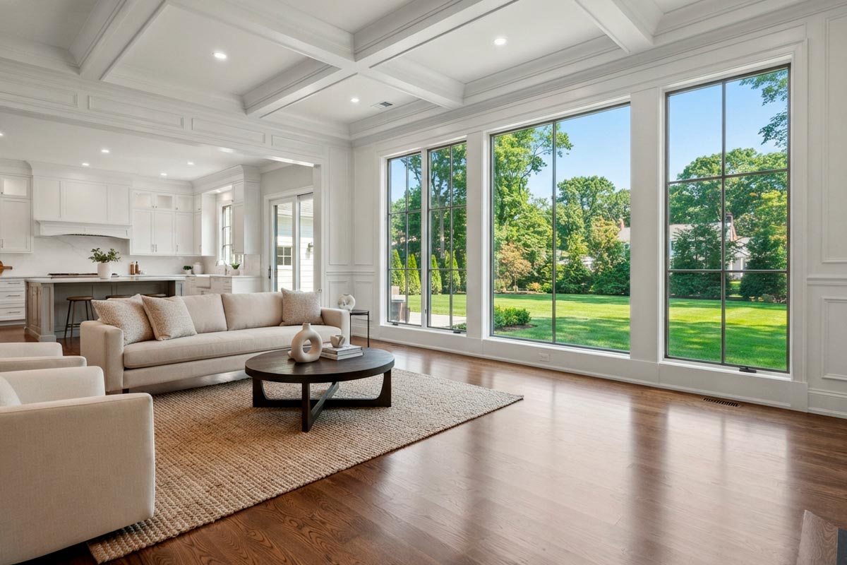 Bright clean living room ready for real estate photography