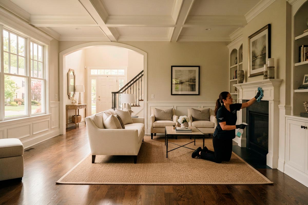 Professional cleaner preparing a home before it is listed for sale