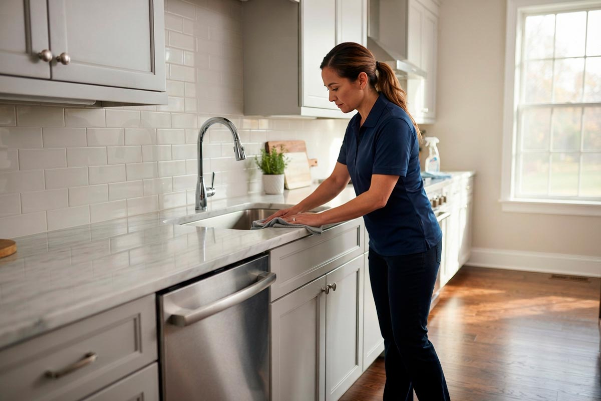 Detailed kitchen cleaning before professional property photos